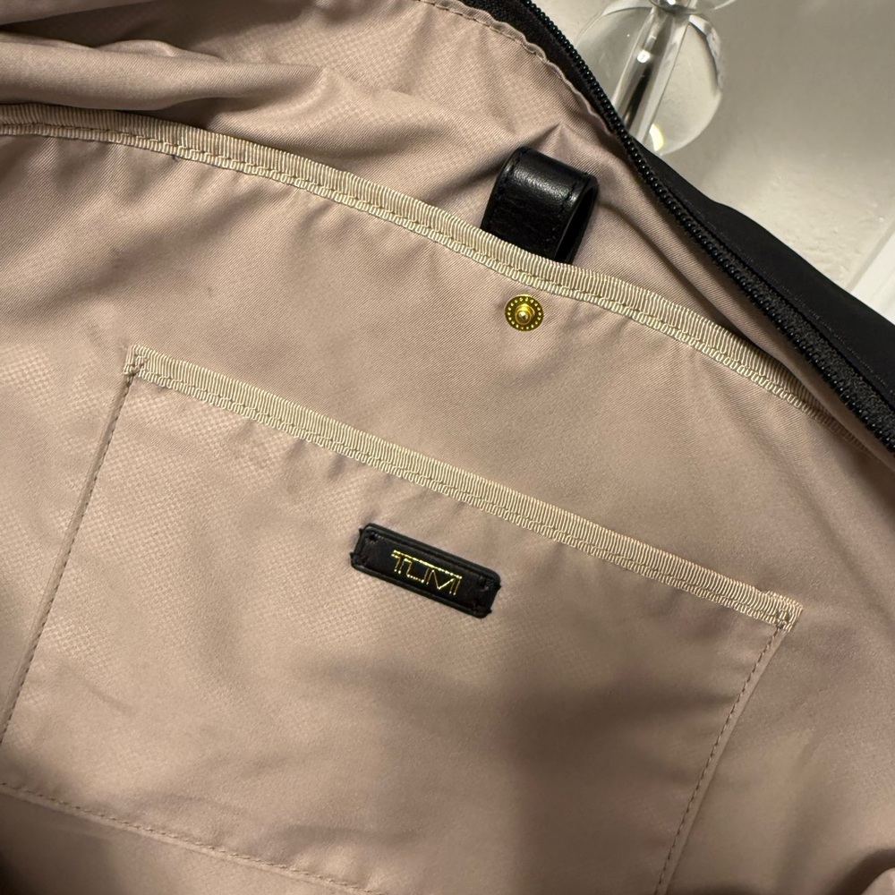 Tumi Black Nylon Tote with Gold Accent Hardware - Picture 4 of 10